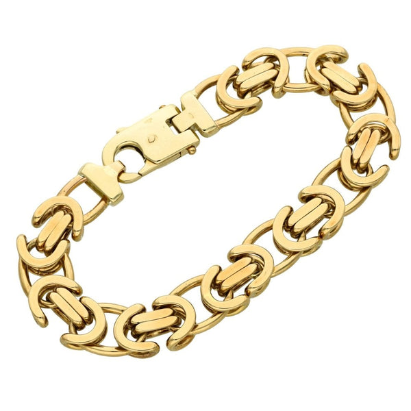 9ct Yellow Gold Heavy Fancy Bracelet - 8" - 43.4g