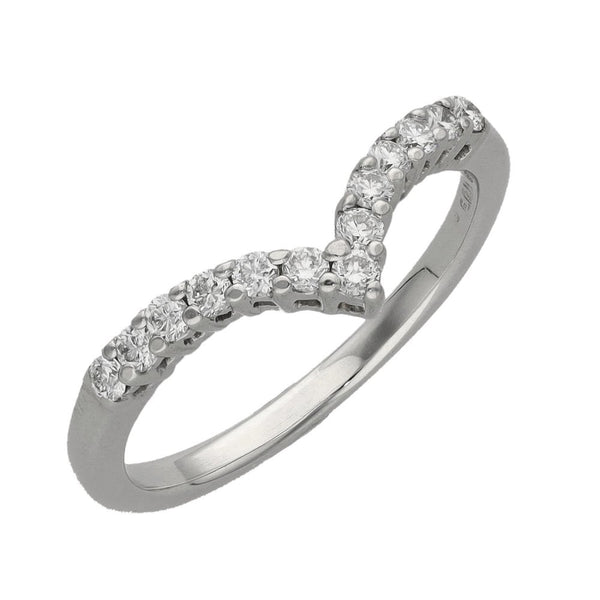 Ladies 18ct White Gold Diamond Wishbone Ring - Size M
