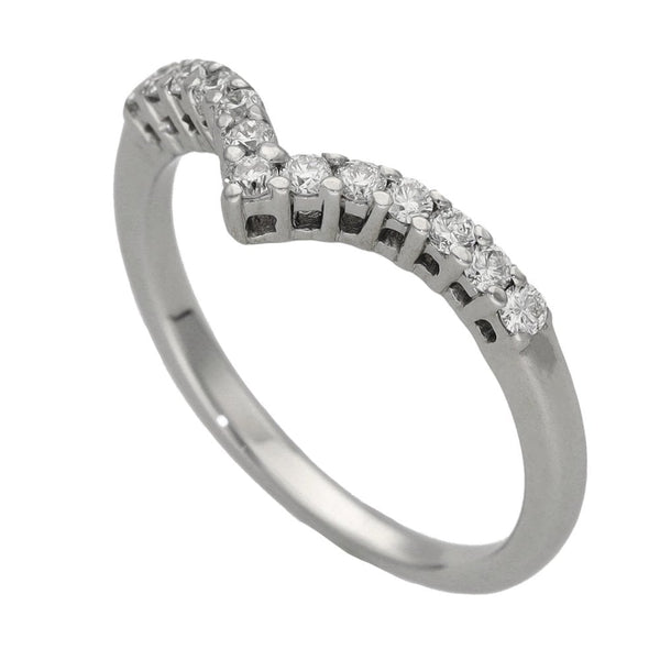 Ladies 18ct White Gold Diamond Wishbone Ring - Size M