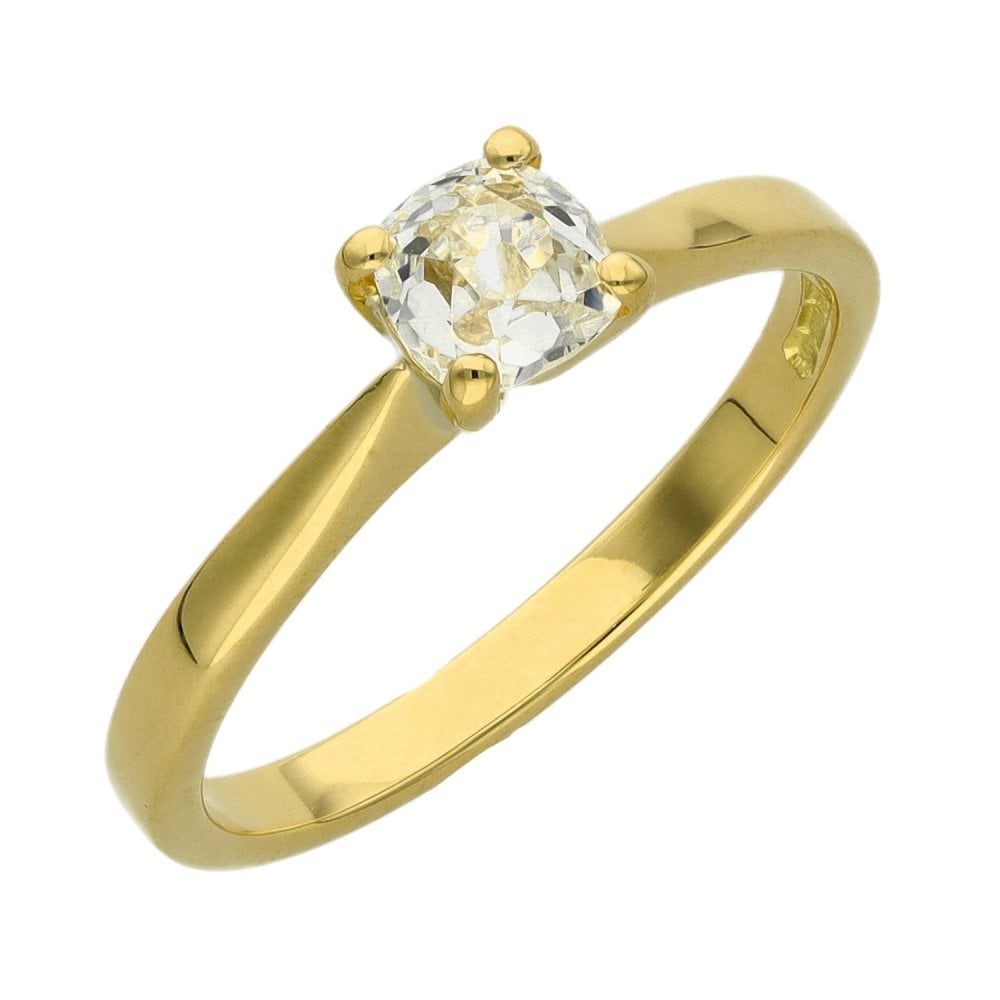 Ladies 18ct Yellow Gold Cushion Cut Diamond Engagement Ring