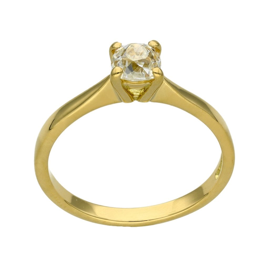 Ladies 18ct Yellow Gold Cushion Cut Diamond Engagement Ring