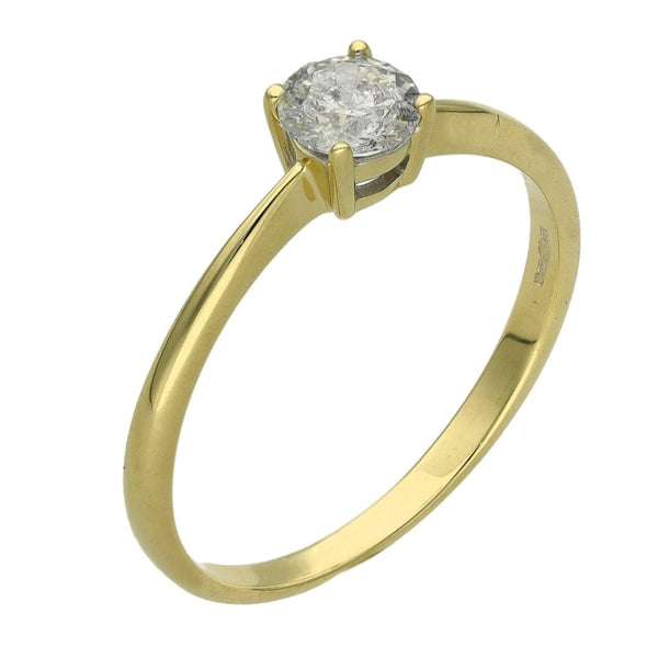 Ladies 9ct Yellow Gold Diamond Solitaire Engagement Ring