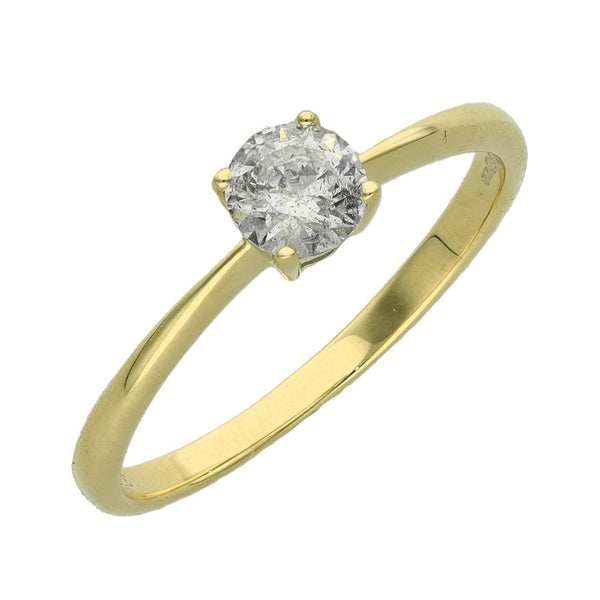 Ladies 9ct Yellow Gold Diamond Solitaire Engagement Ring
