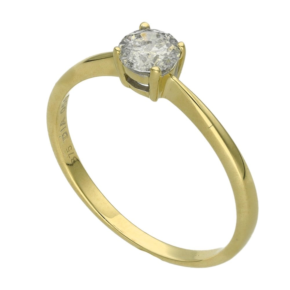 Ladies 9ct Yellow Gold Diamond Solitaire Engagement Ring
