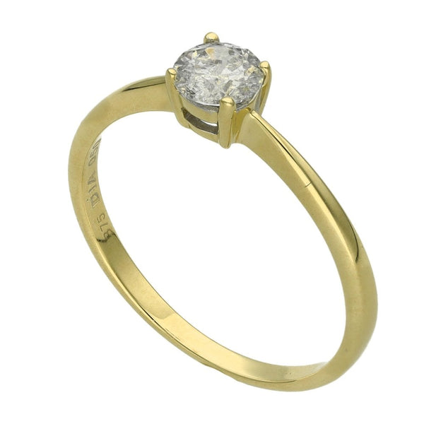 Ladies 9ct Yellow Gold Diamond Solitaire Engagement Ring