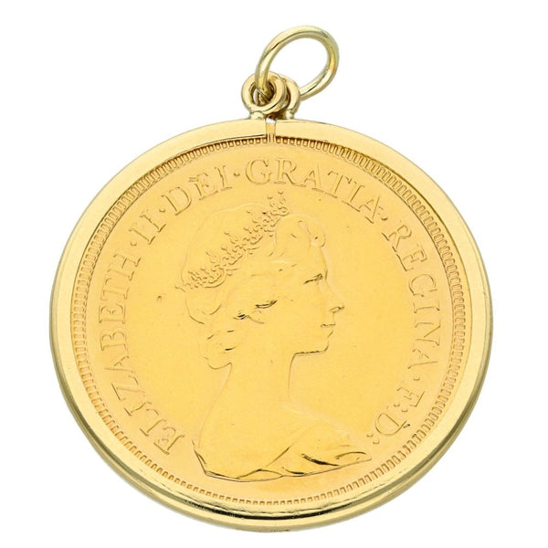 1979 Yellow Gold Full Sovereign Coin Pendant - 8.8g