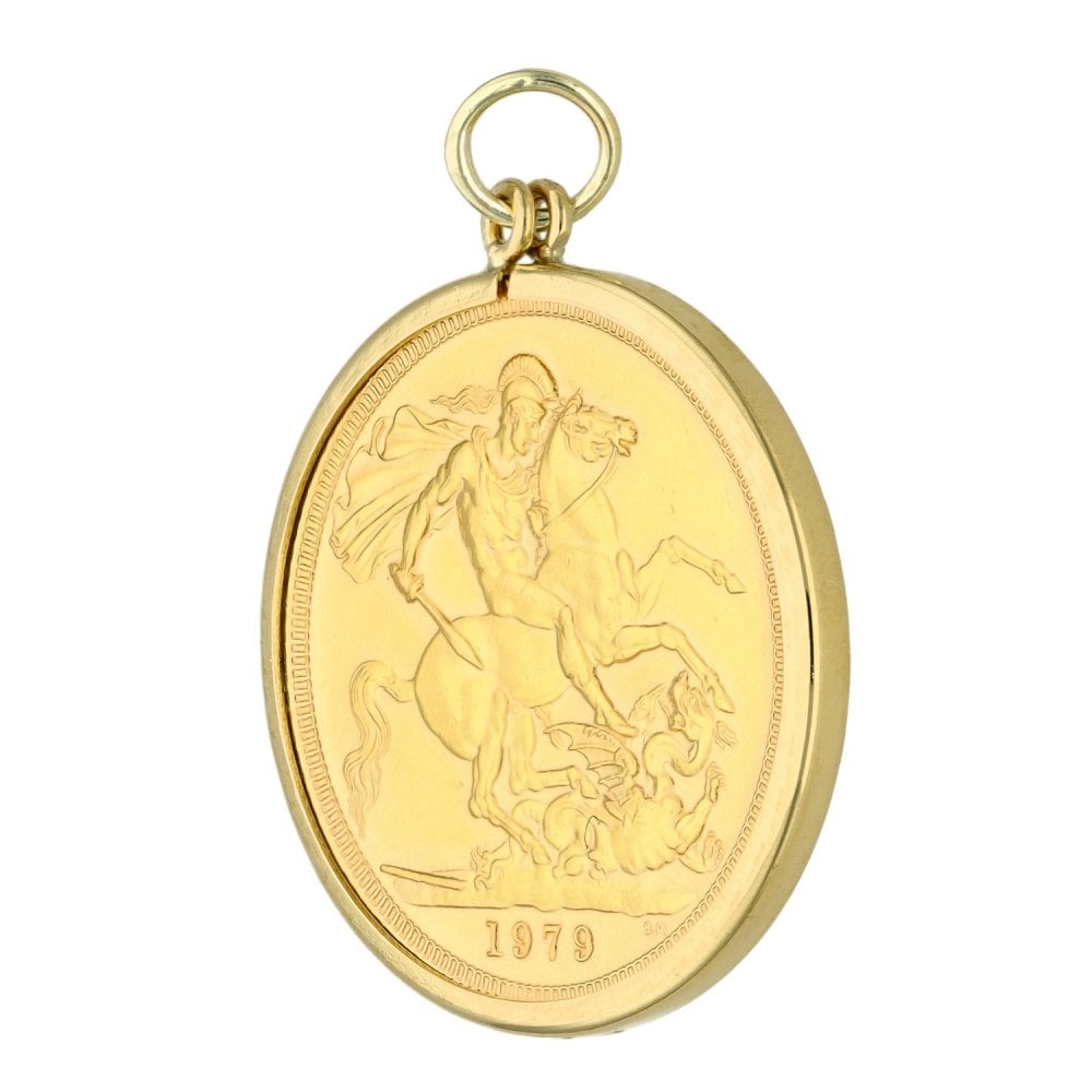 1979 Yellow Gold Full Sovereign Coin Pendant - 8.8g