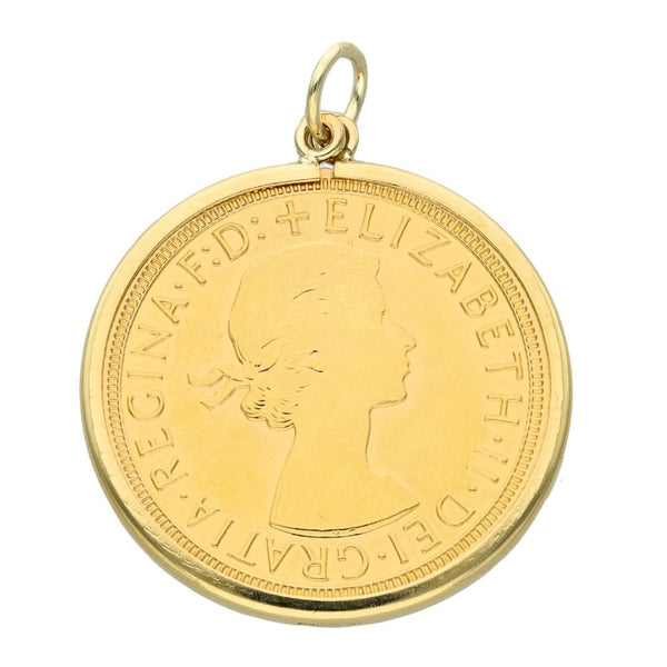 1963 Yellow Gold Full Sovereign Coin Pendant - 8.8g