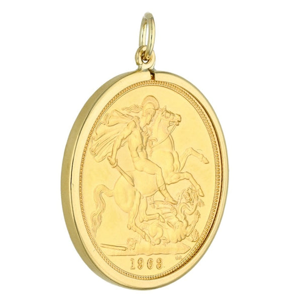 1963 Yellow Gold Full Sovereign Coin Pendant - 8.8g