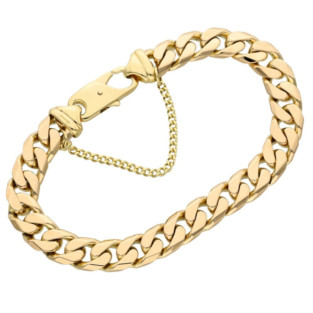 Gents 9ct Yellow Gold Curb Bracelet - 9" - 47.3g