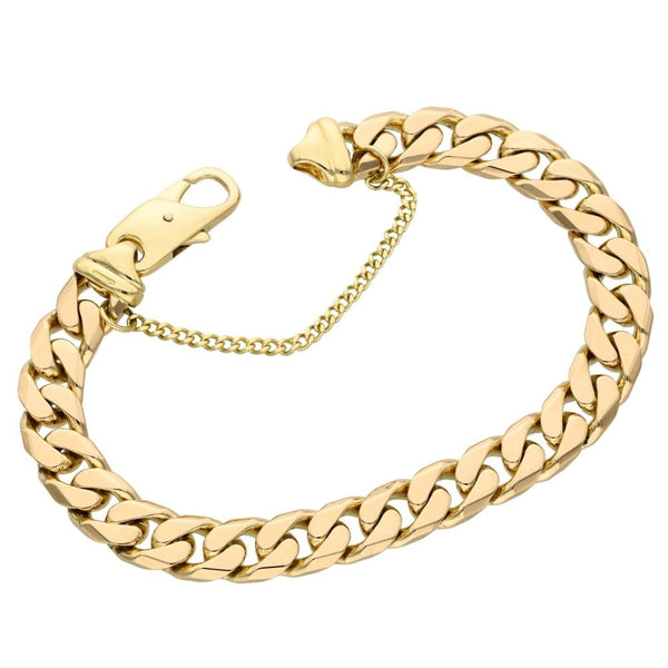 Gents 9ct Yellow Gold Curb Bracelet - 9" - 47.3g