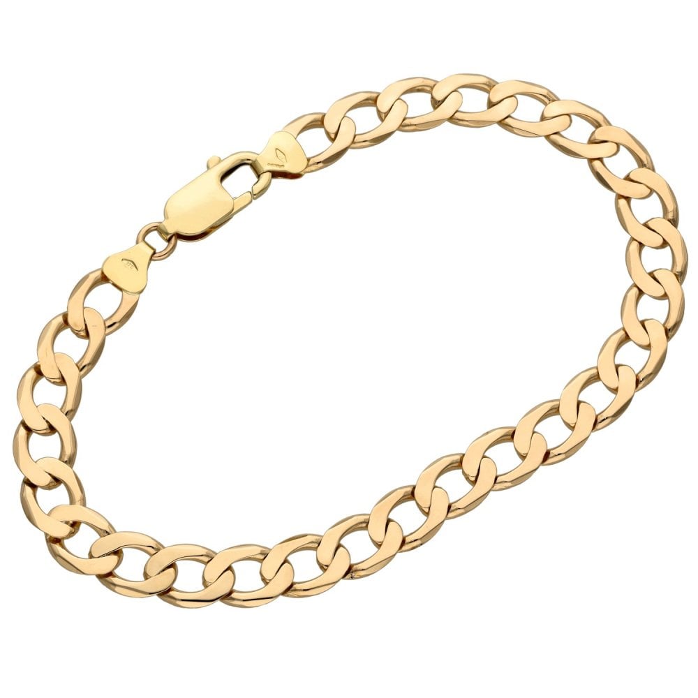 Gents 9ct Yellow Gold 8.5" Curb Bracelet - 11.9g