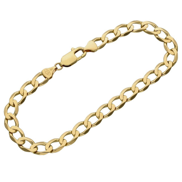 Gents 9ct Yellow Gold Curb Bracelet - 9" - 10.7g