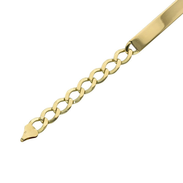 Gents 9ct Yellow Gold Curb ID Bracelet - 8" - 10.7g
