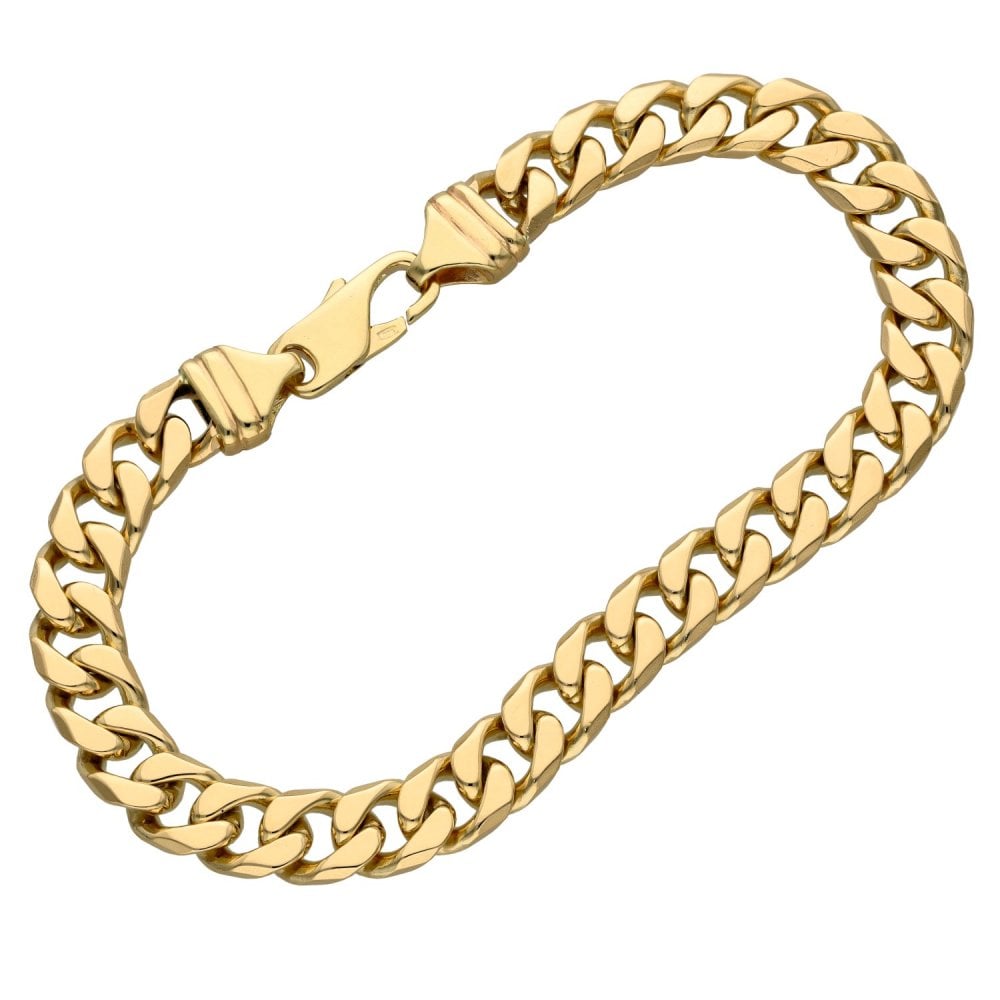 Gents 9ct Yellow Gold Curb Bracelet - 8.5" - 32.7g