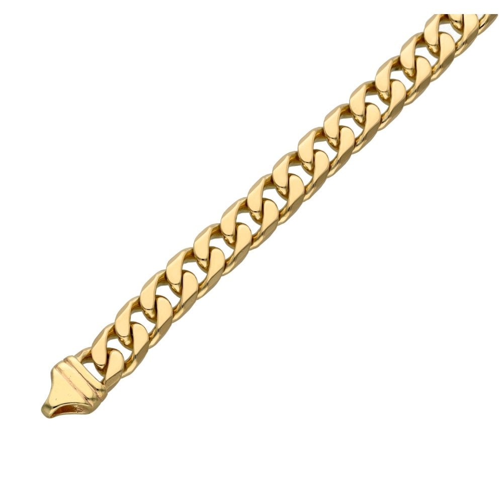 Gents 9ct Yellow Gold Curb Bracelet - 8.5" - 32.7g