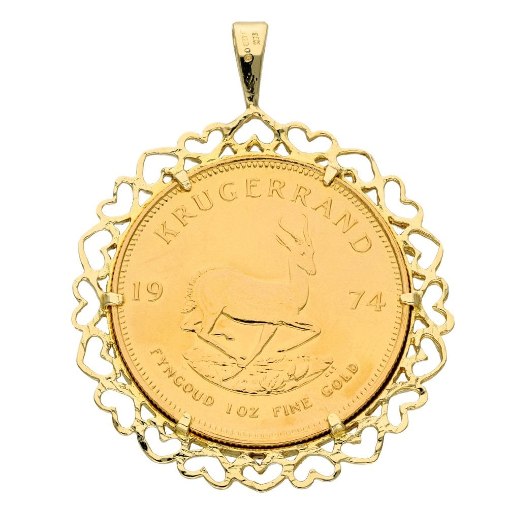 1974 Yellow Gold South Africa Krugerrand Coin Pendant - 39.3g