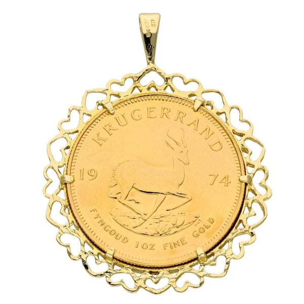 1974 Yellow Gold South Africa Krugerrand Coin Pendant - 39.3g