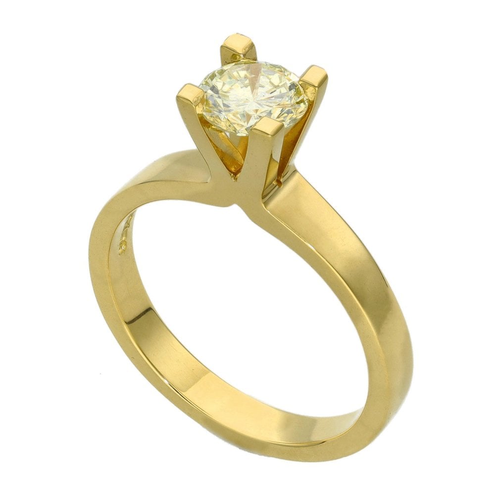 18ct Yellow Gold Diamond Engagement Ring - Size N½ - 0.90ct
