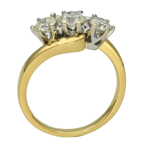 18ct Yellow Gold Diamond Trilogy Ring - Size M - 1.00ct