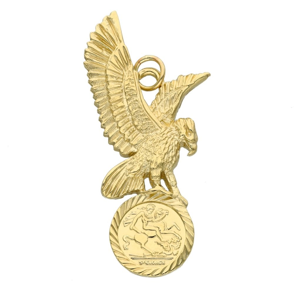 9ct Yellow Gold Eagle & St. George Pendant - 4.1g