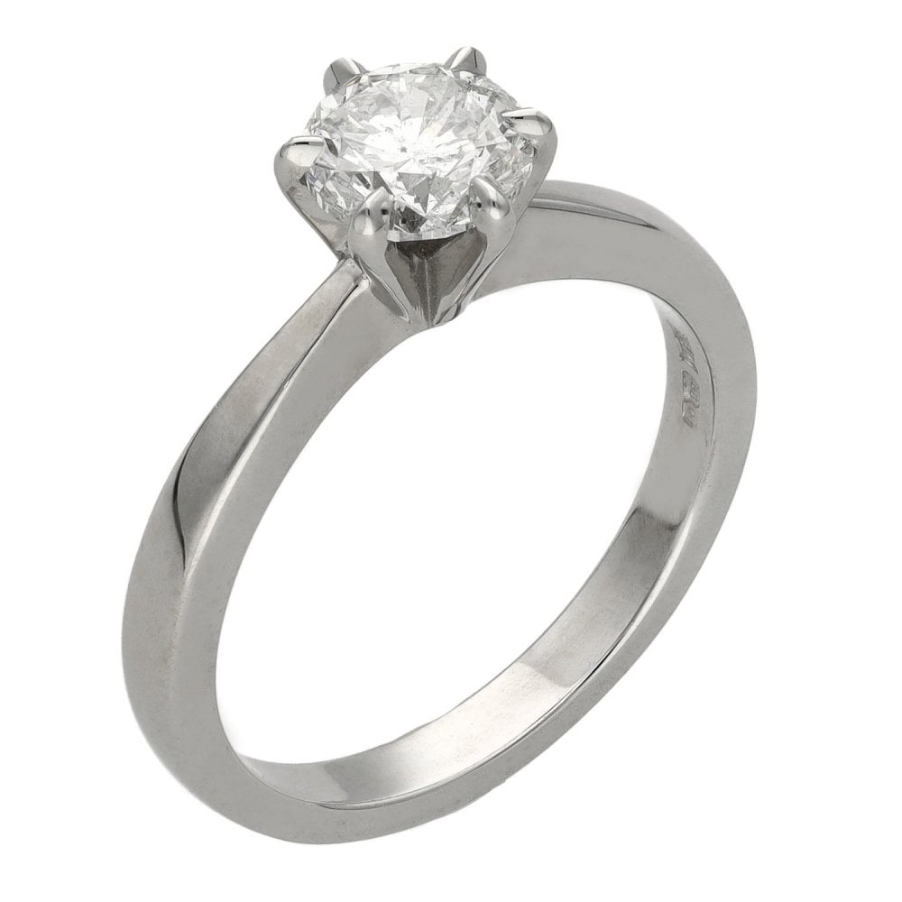 18ct White Gold Diamond Solitaire Ring - Size N - 1.08ct