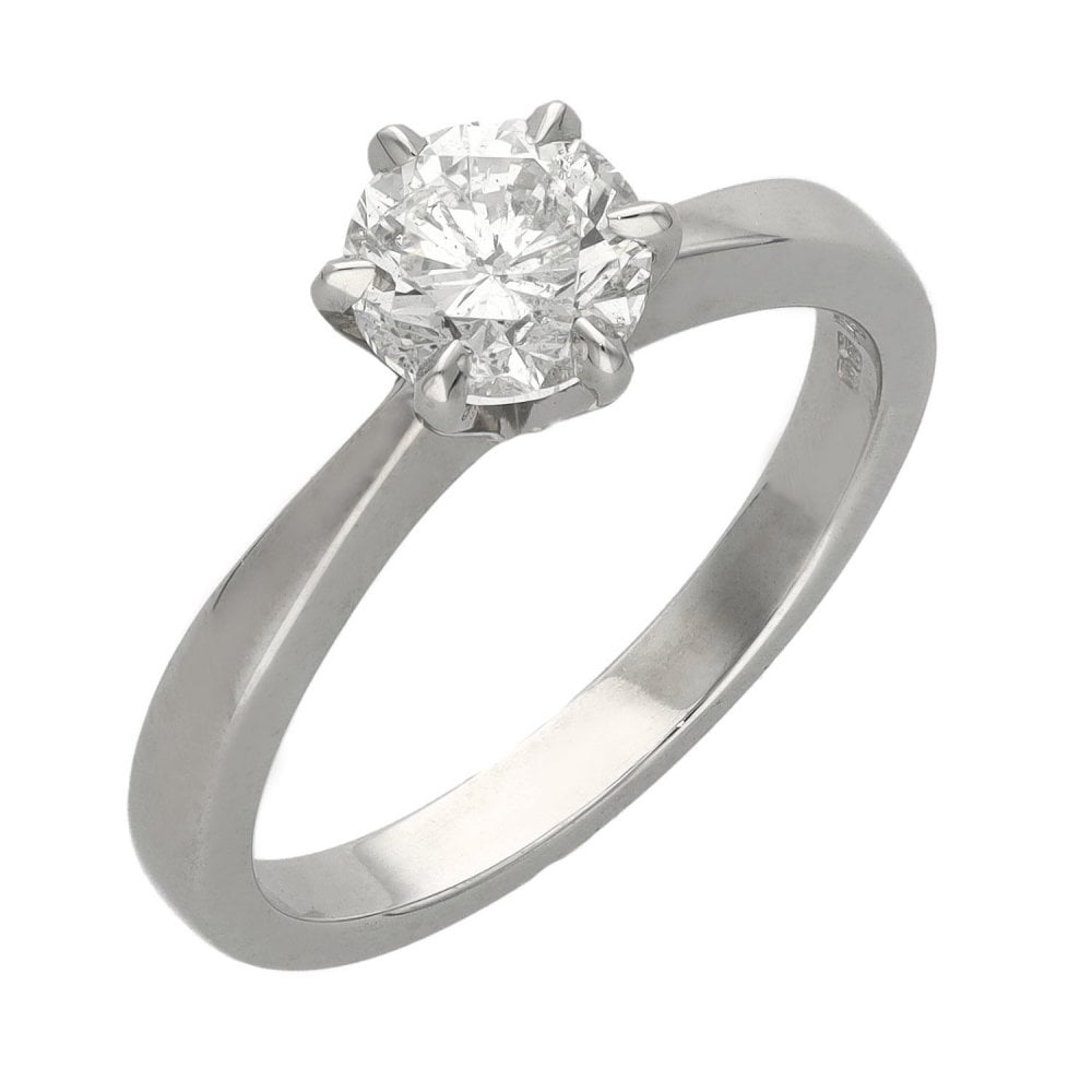 18ct White Gold Diamond Solitaire Ring - Size N - 1.08ct