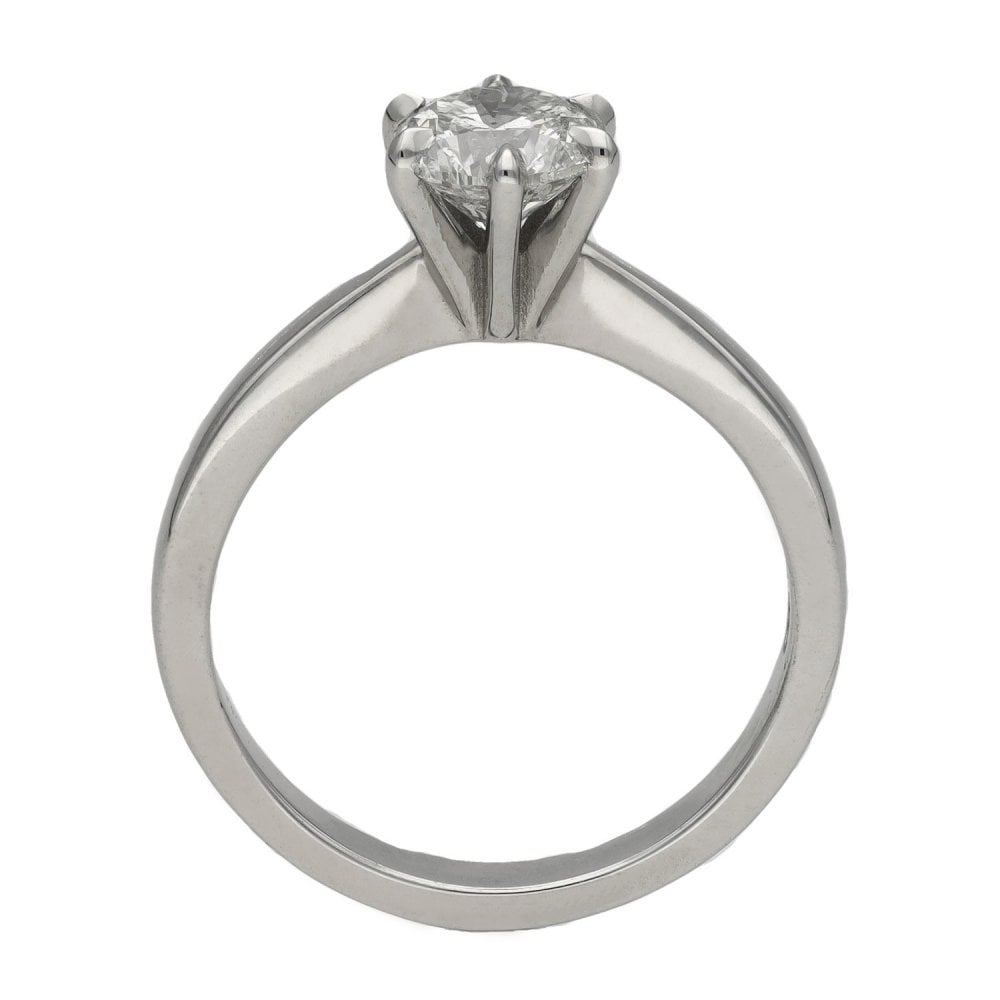 18ct White Gold Diamond Solitaire Ring - Size N - 1.08ct
