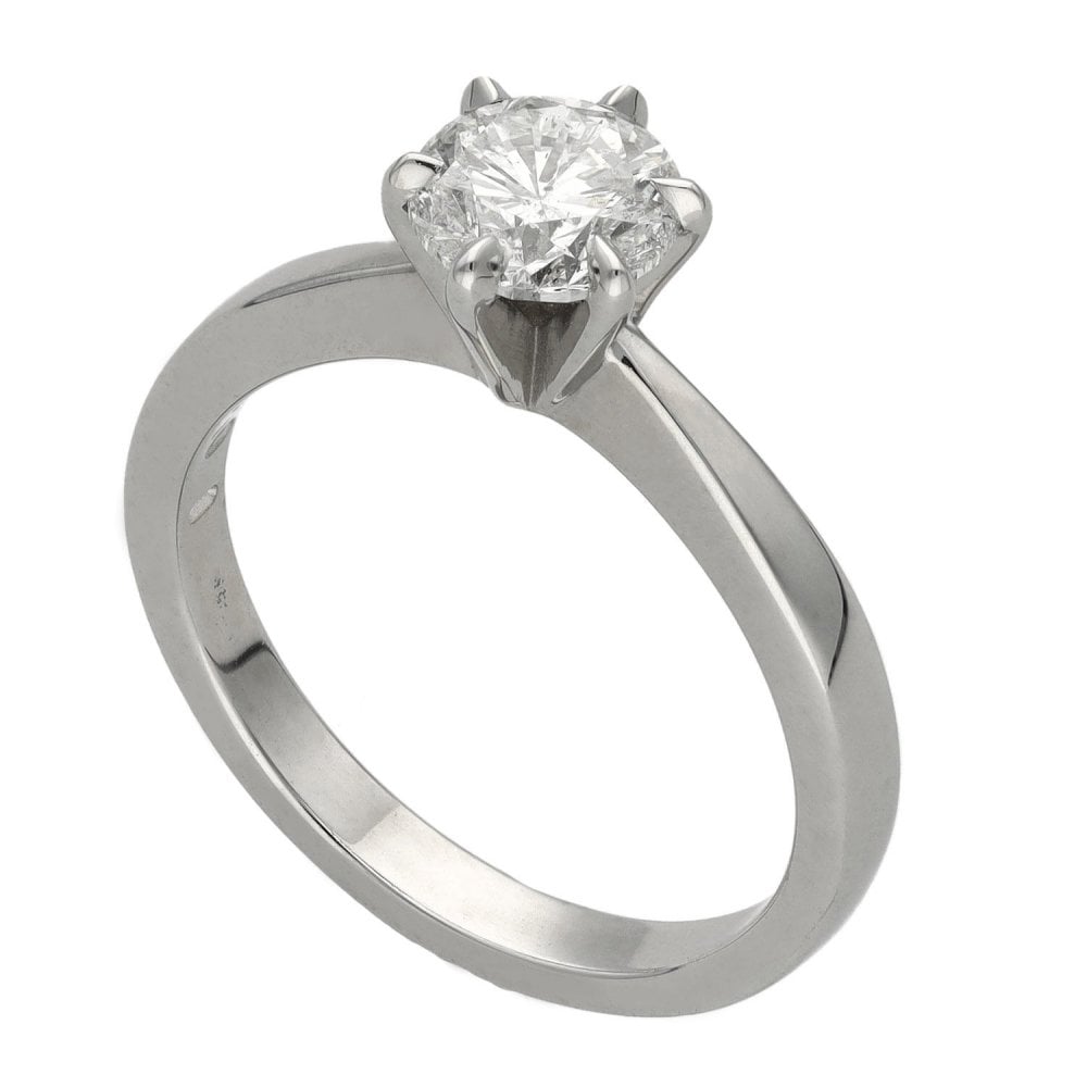 18ct White Gold Diamond Solitaire Ring - Size N - 1.08ct