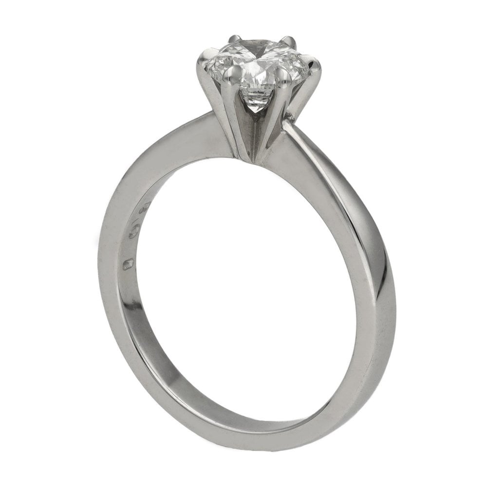 18ct White Gold Diamond Solitaire Ring - Size N - 1.08ct