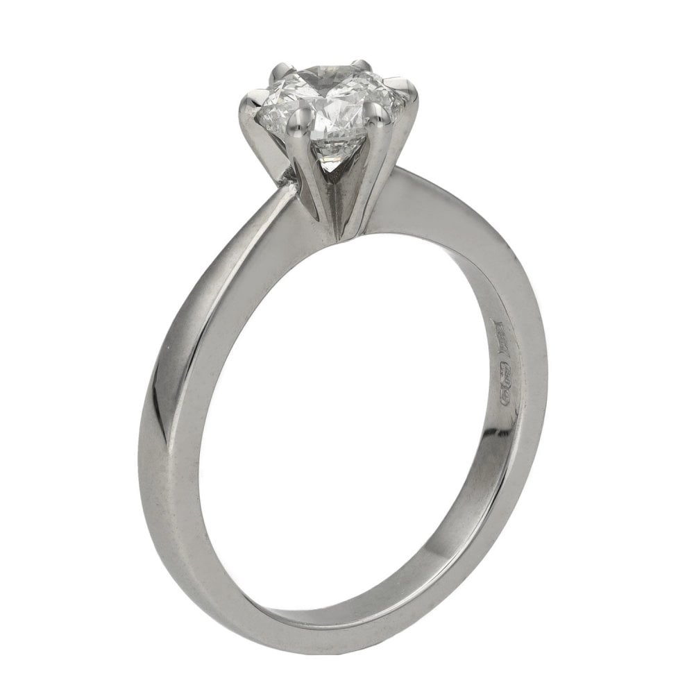 18ct White Gold Diamond Solitaire Ring - Size N - 1.08ct