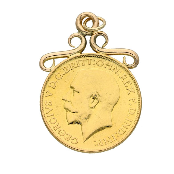 1913 Yellow Gold Full Sovereign Coin Pendant - 8.8g