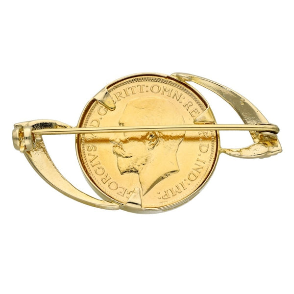 1915 Yellow Gold Full Sovereign Coin Brooch - 11.4g
