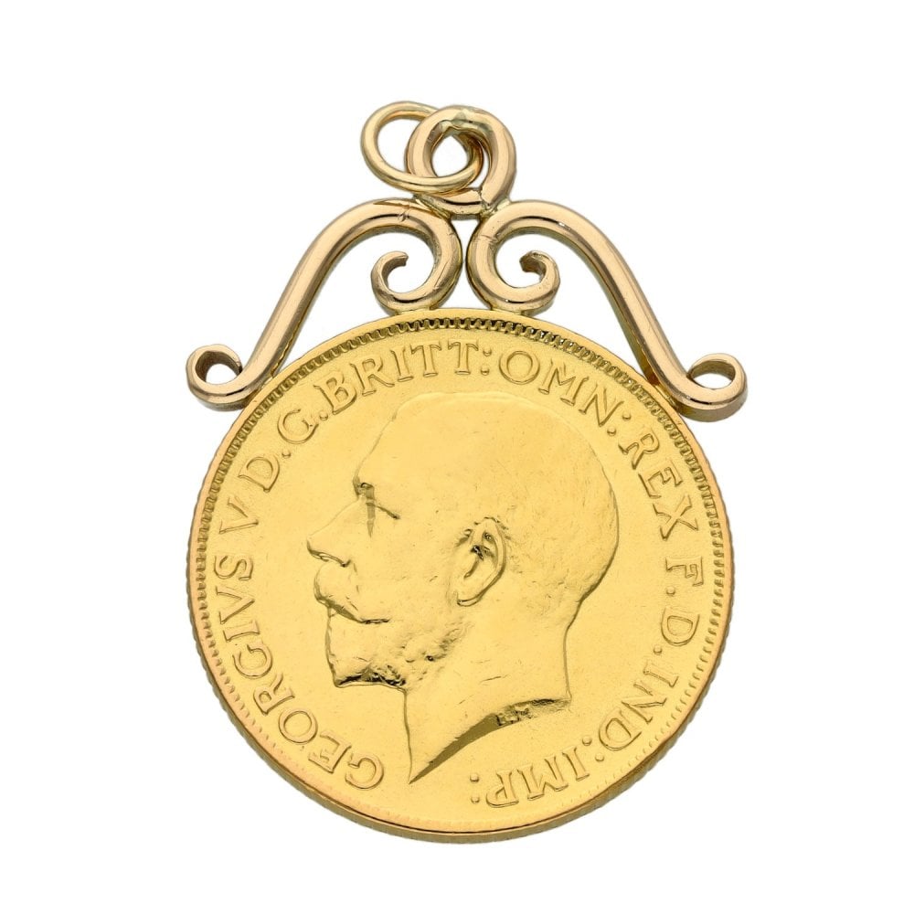 1913 Yellow Gold Full Sovereign Coin Pendant - 9.0g