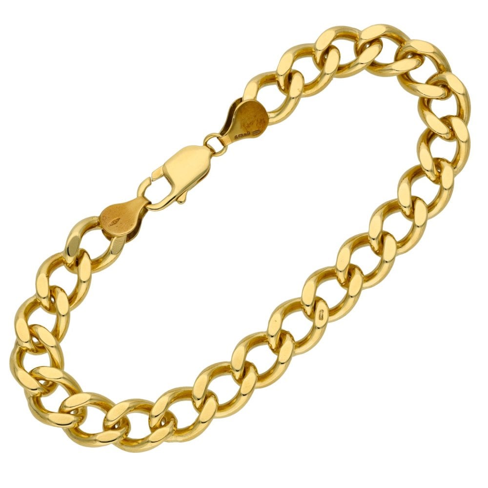 Ladies 9ct Yellow Gold 8" Curb Bracelet - 32.5g