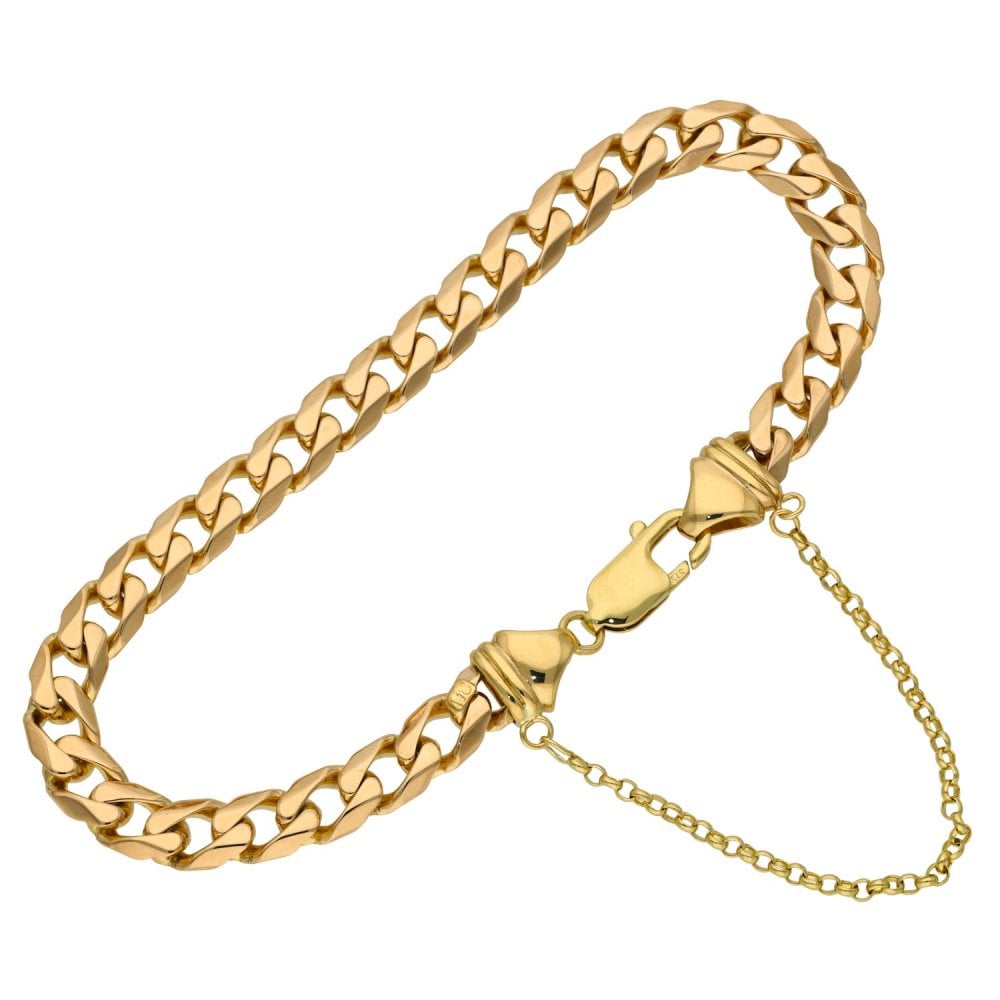 Mens 9ct Yellow Gold Curb Bracelet - 27.3g