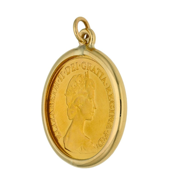 1982 Yellow Gold Half Sovereign Coin Pendant - 4.8g