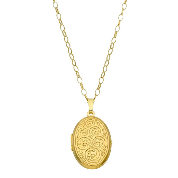 9ct Yellow Gold Locket & Belcher Chain - 28" - 6.1g