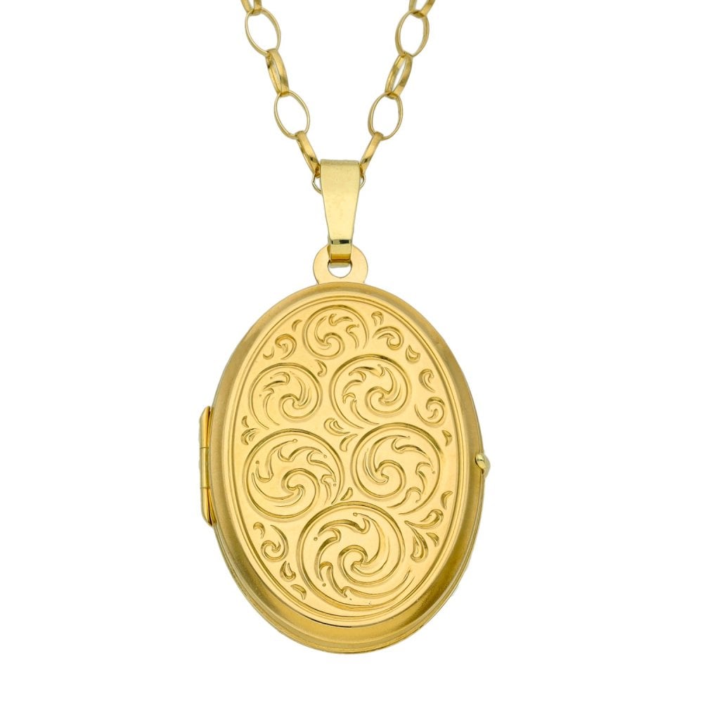 9ct Yellow Gold Locket & Belcher Chain - 28" - 6.1g