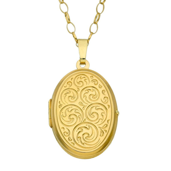 9ct Yellow Gold Locket & Belcher Chain - 28" - 6.1g