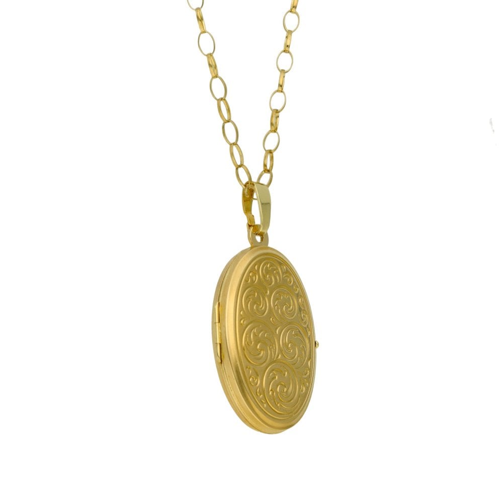 9ct Yellow Gold Locket & Belcher Chain - 28" - 6.1g