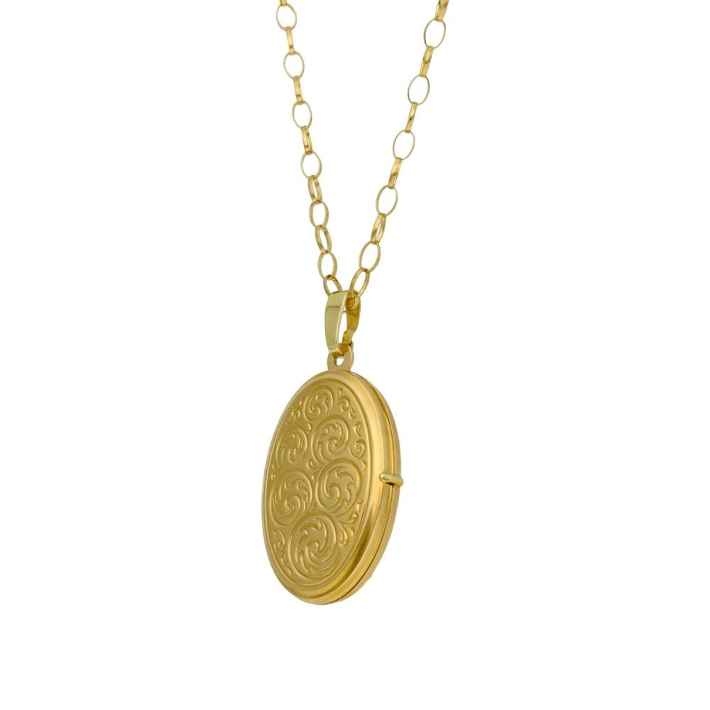 9ct Yellow Gold Locket & Belcher Chain - 28" - 6.1g
