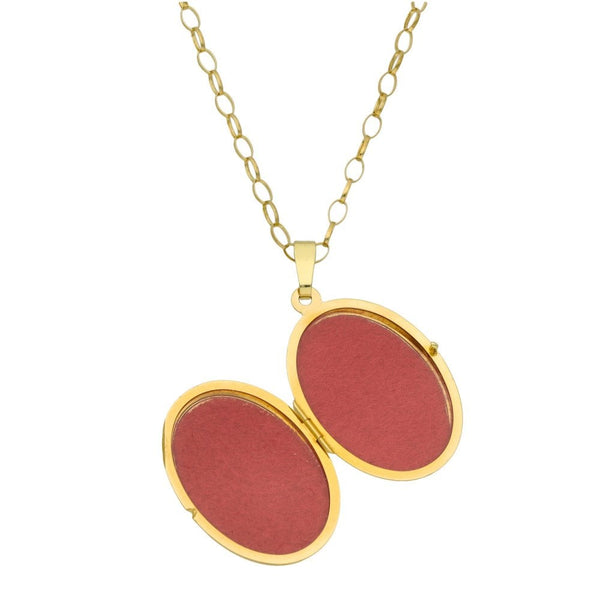 9ct Yellow Gold Locket & Belcher Chain - 28" - 6.1g