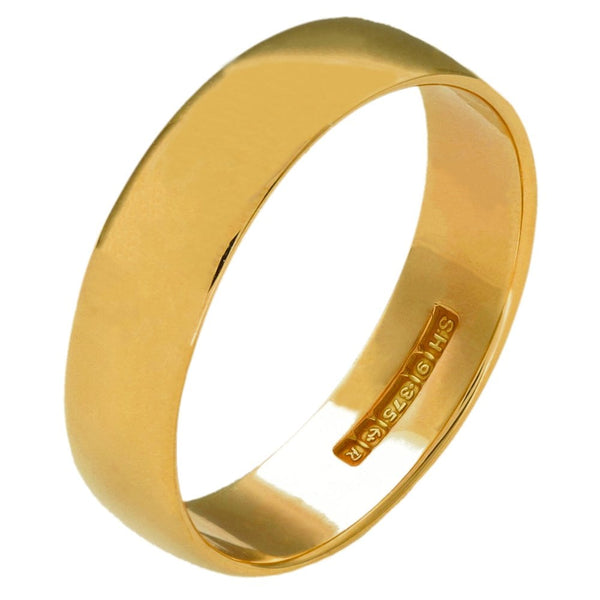 9ct Yellow Gold 6mm Wedding Ring - 4.9g - Size T