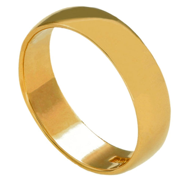 9ct Yellow Gold 6mm Wedding Ring - 4.9g - Size T