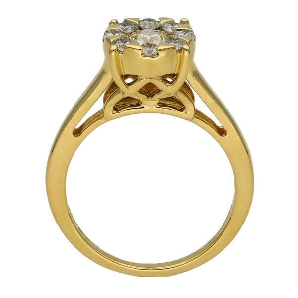 18ct Yellow Gold Diamond Cluster Ring - Size O - 0.75ct