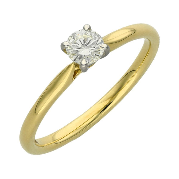 18ct Yellow Gold & Platinum Diamond Solitaire Ring - 0.26ct