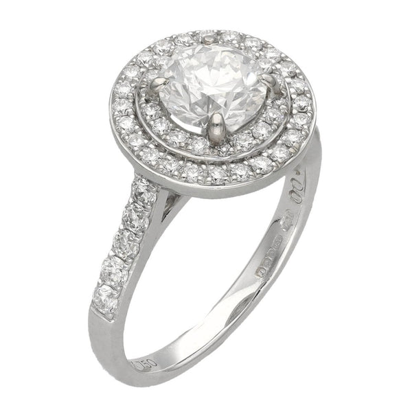 Ladies 18ct White Gold Diamond Double Halo Ring - 1.61ct