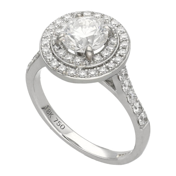 Ladies 18ct White Gold Diamond Double Halo Ring - 1.61ct