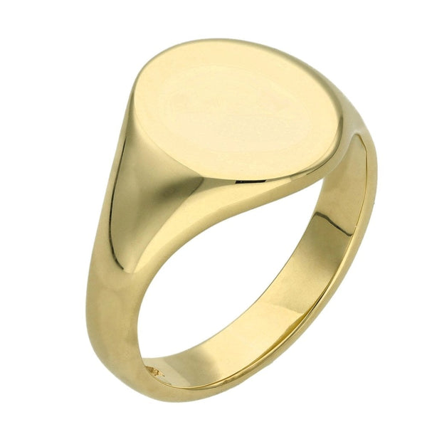 Gents 9ct Yellow Gold Oval Signet Ring - Size R½  - 7.2g